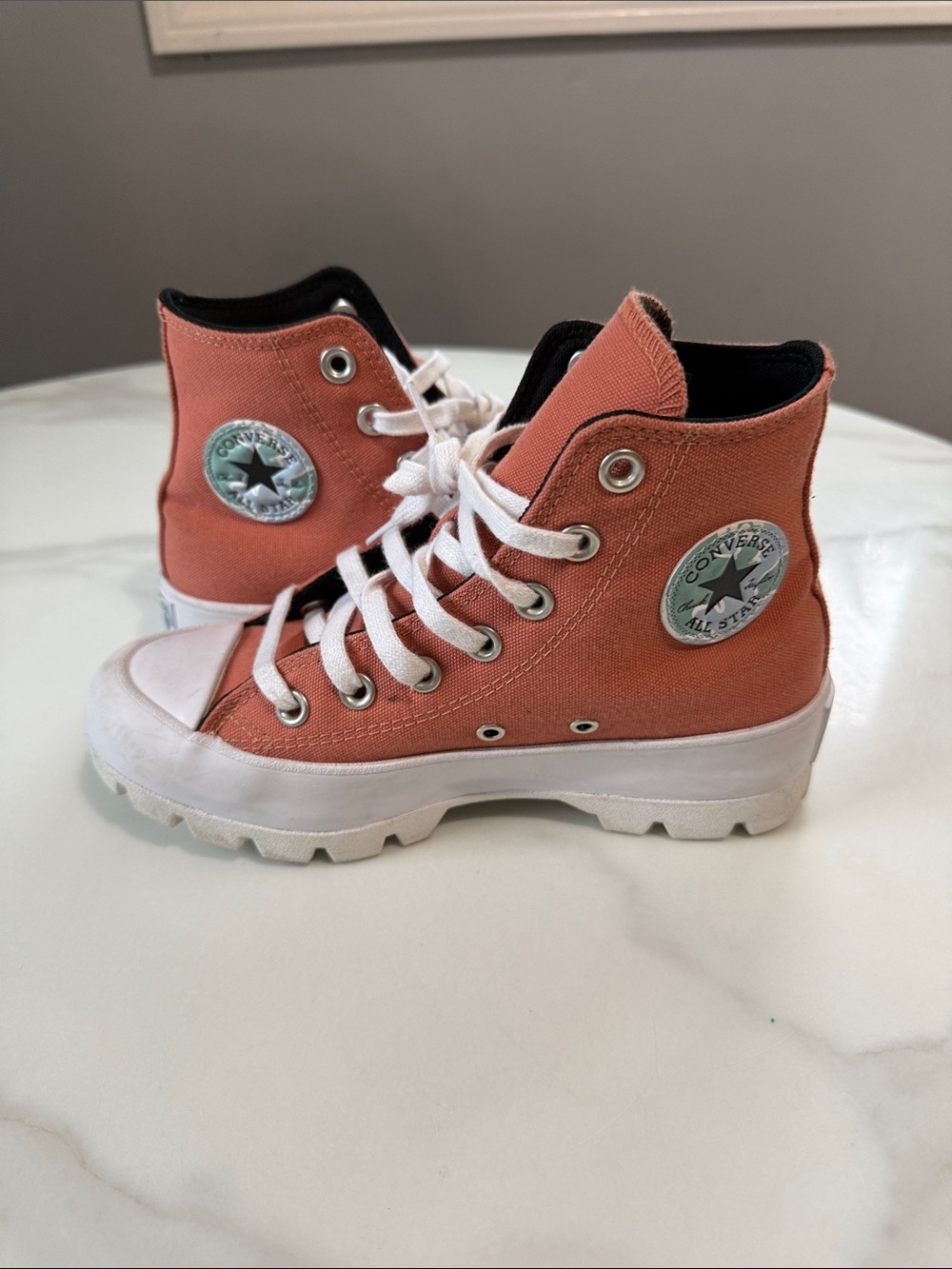 Converse High Top Sneakers - Coral and White